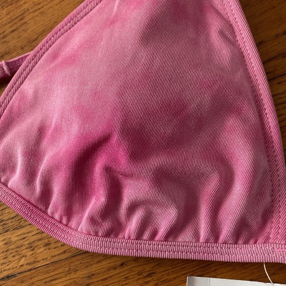 NWT KENDALL & KYLIE Pink Tie-dyed Barbados Lurex Triangle Bikini Top - Picture 11 of 15